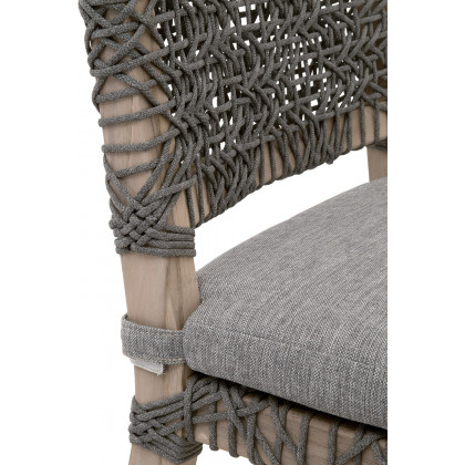 Essentials Woven Costa Outdoor Dining Chair, Set of 2 - Dove Flat Rope Gray Teak