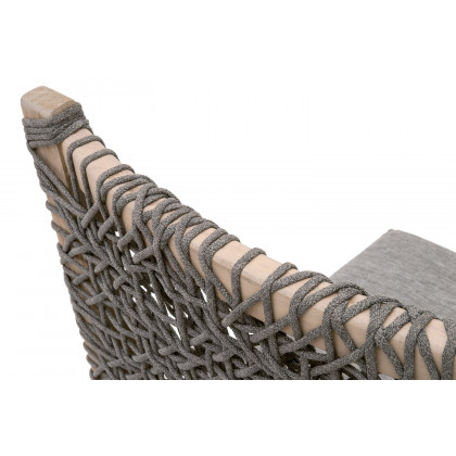 Essentials Woven Costa Outdoor Dining Chair, Set of 2 - Dove Flat Rope Gray Teak