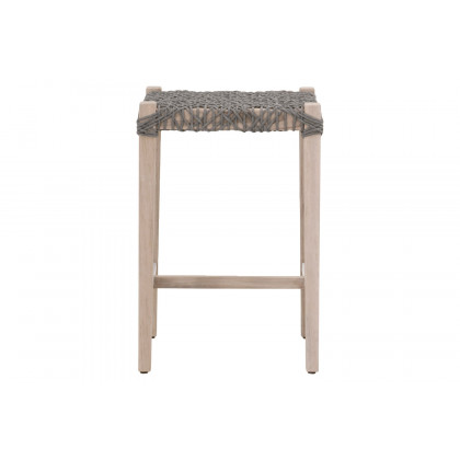 Essentials Woven Costa Outdoor Backless Counter Stool - Dove Flat Rope Gray Teak