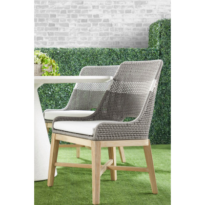 Essentials Woven Tapestry Outdoor Dining Chair, Set of 2 - Dove Flat Rope