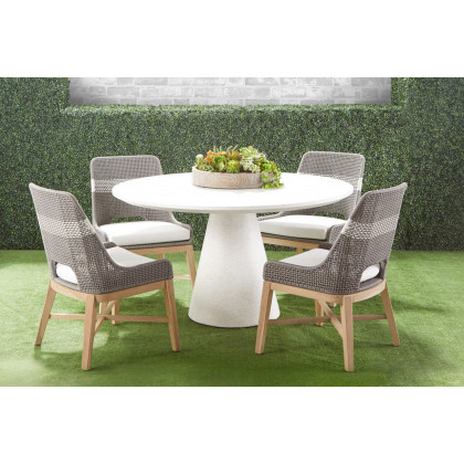 Essentials Woven Tapestry Outdoor Dining Chair, Set of 2 - Dove Flat Rope