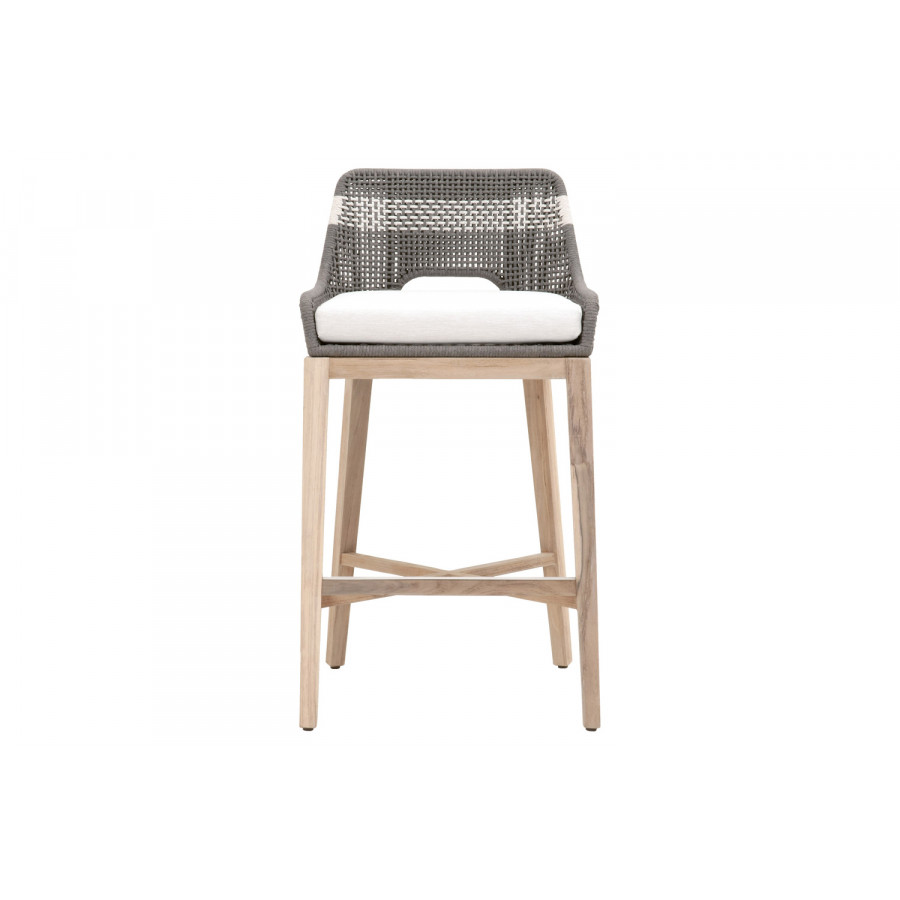 Essentials Woven Tapestry Outdoor Barstool - Dove Flat Rope