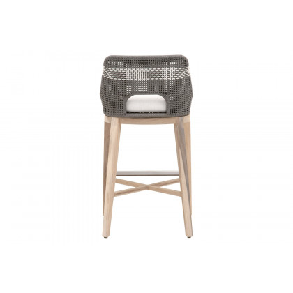 Essentials Woven Tapestry Outdoor Barstool - Dove Flat Rope
