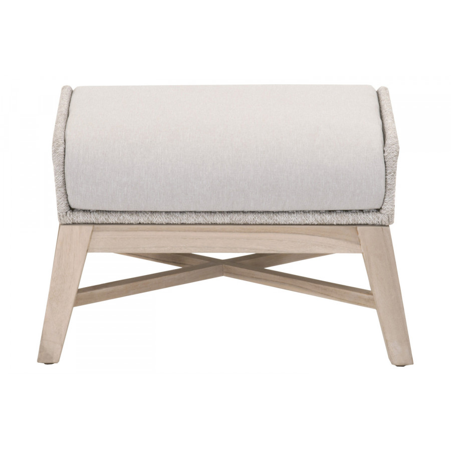 Essentials - Woven Tapestry Outdoor Footstool in Taupe