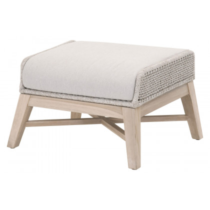 Essentials - Woven Tapestry Outdoor Footstool in Taupe