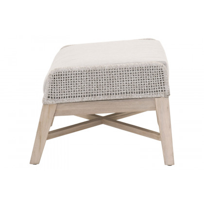 Essentials - Woven Tapestry Outdoor Footstool in Taupe