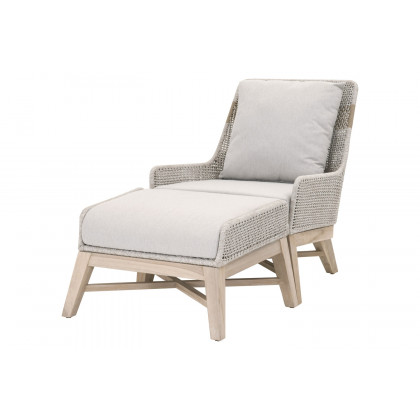 Essentials - Woven Tapestry Outdoor Footstool in Taupe