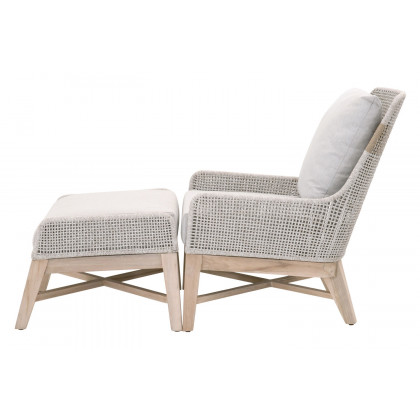 Essentials - Woven Tapestry Outdoor Footstool in Taupe