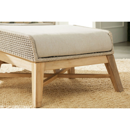 Essentials - Woven Tapestry Outdoor Footstool in Taupe