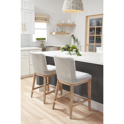 Essentials Woven Mesh Counter Stool - White Speckle Natural Gray
