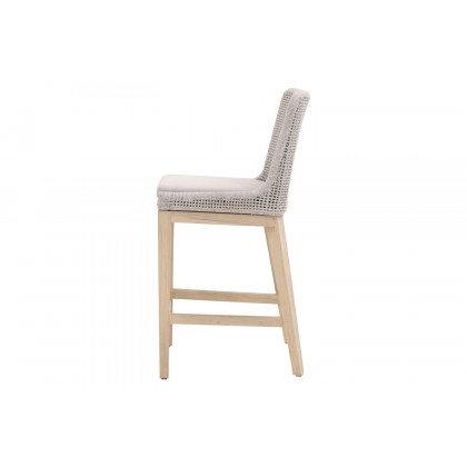 Essentials Woven Mesh Outdoor Counter Stool - Taupe White Gray Teak