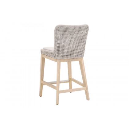 Essentials Woven Mesh Outdoor Counter Stool - Taupe White Gray Teak