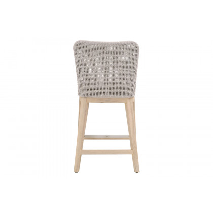 Essentials Woven Mesh Outdoor Counter Stool - Taupe White Gray Teak