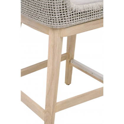 Essentials Woven Mesh Outdoor Counter Stool - Taupe White Gray Teak