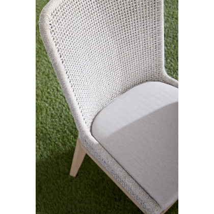 Essentials Woven Mesh Outdoor Dining Chair, Set of 2 - Taupe Flat Rope