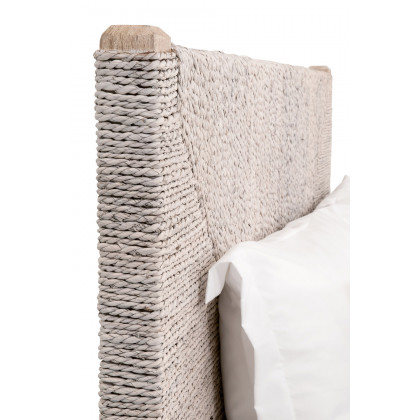 Essentials Woven Malay Queen Bed - White Wash Natural Gray