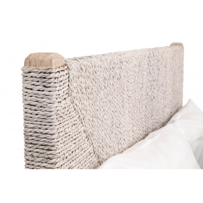Essentials Woven Malay Queen Bed - White Wash Natural Gray