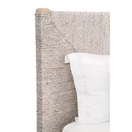 Essentials Woven Malay Queen Bed - White Wash Natural Gray