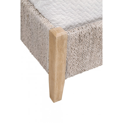 Essentials Woven Malay Queen Bed - White Wash Natural Gray