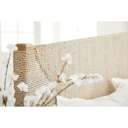 Essentials Woven Malay Queen Bed - White Wash Natural Gray