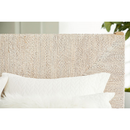 Essentials Woven Malay Queen Bed - White Wash Natural Gray