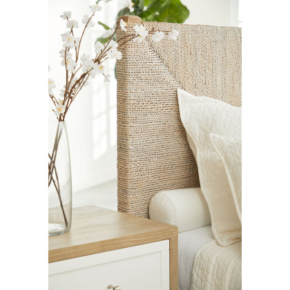 Essentials Woven Malay Queen Bed - White Wash Natural Gray