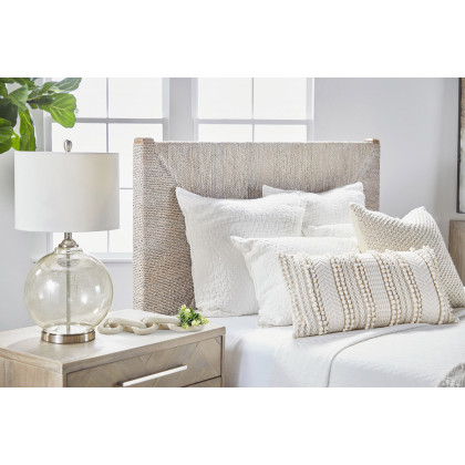 Essentials Woven Malay Queen Bed - White Wash Natural Gray