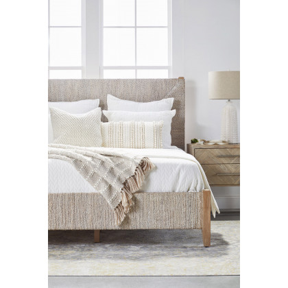 Essentials Woven Malay Queen Bed - White Wash Natural Gray