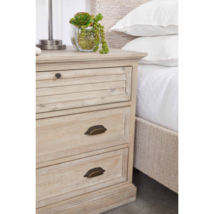 Essentials Woven Malay Queen Bed - White Wash Natural Gray