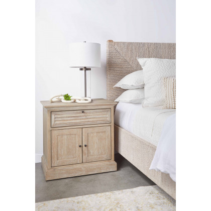 Essentials Woven Malay Queen Bed - White Wash Natural Gray