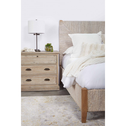 Essentials Woven Malay Queen Bed - White Wash Natural Gray