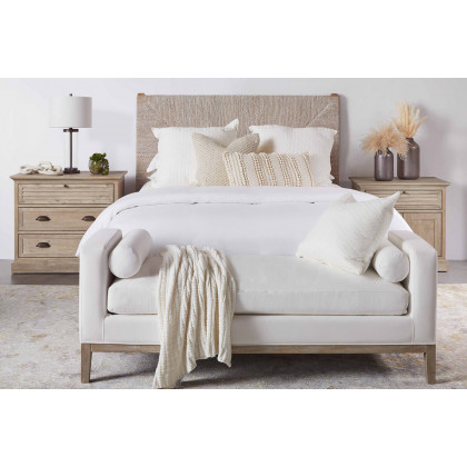Essentials Woven Malay Queen Bed - White Wash Natural Gray