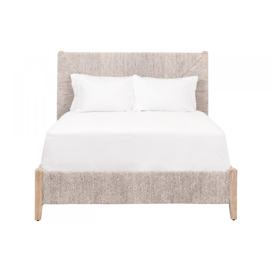Essentials Woven Malay Cal King Bed - White Wash Natural Gray