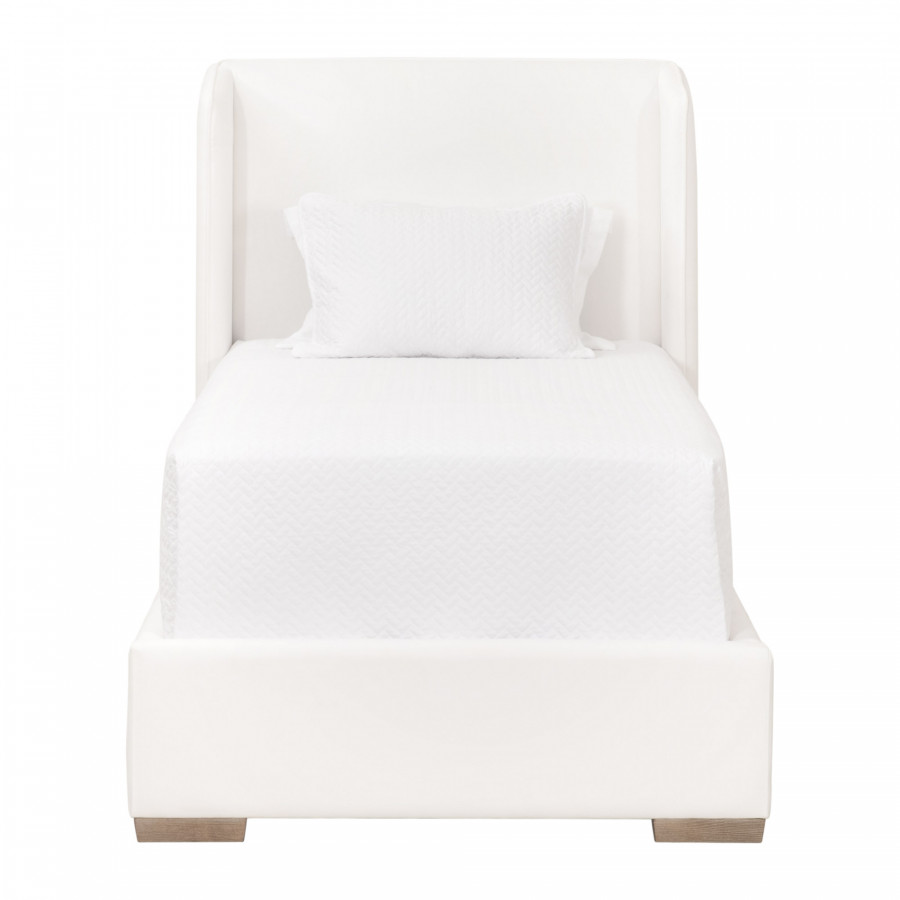 Essentials - Stewart Twin Size Upholstered Bed in LiveSmart Peyton-Pearl, Natural Gray Oak