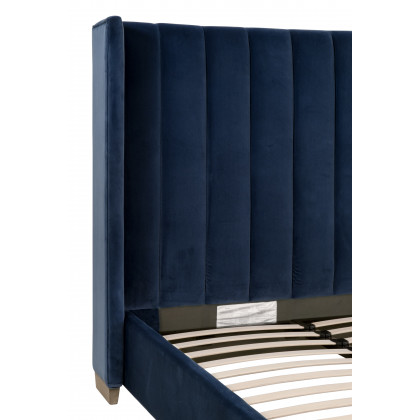 Essentials Chandler Queen Bed - Denim Velvet, Natural Gray Oak