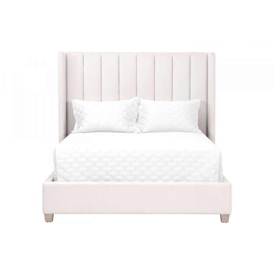 Essentials Chandler Cal King Bed - Cream Velvet