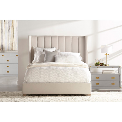 Essentials Chandler Standard King Bed - Cream Velvet