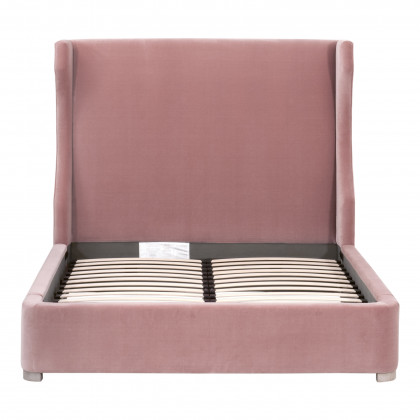 Essentials Balboa Queen Bed - Petal Velvet, Natural Gray Oak