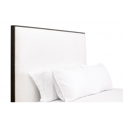 Essentials Tailor California King Size Upholstered Bed - LiveSmart Peyton-Pearl, Matte Brown Oak