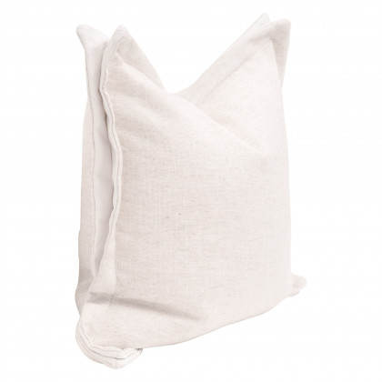 Essentials - The Little Bit Country 22" Pillow Set of 2 in Performance Textured Cream Linen, LiveSmart Machale-Ivory Flange