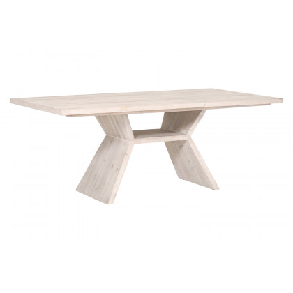 Essentials - Bella Antique Bridge Dining Table in White Wash Pine