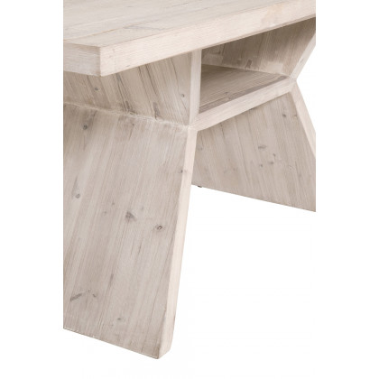 Essentials - Bella Antique Bridge Dining Table in White Wash Pine