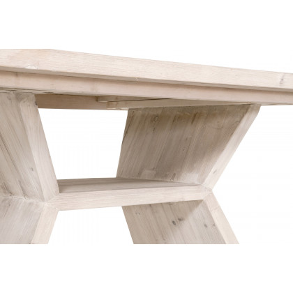 Essentials - Bella Antique Bridge Dining Table in White Wash Pine