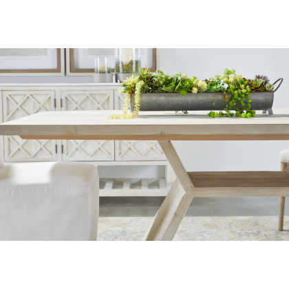 Essentials - Bella Antique Bridge Dining Table in White Wash Pine