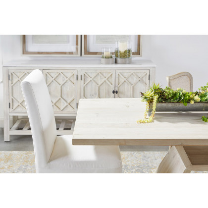 Essentials - Bella Antique Bridge Dining Table in White Wash Pine