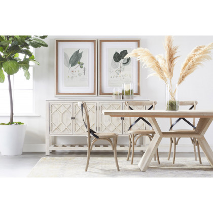 Essentials - Bella Antique Bridge Dining Table in White Wash Pine