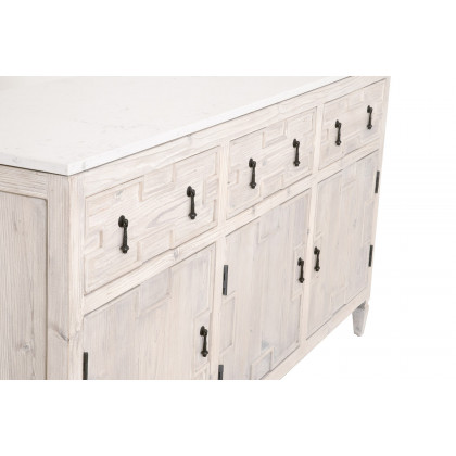 Essentials - Bella Antique Emerie Media Sideboard in White Wash Pine
