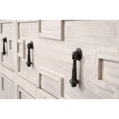 Essentials - Bella Antique Emerie Media Sideboard in White Wash Pine