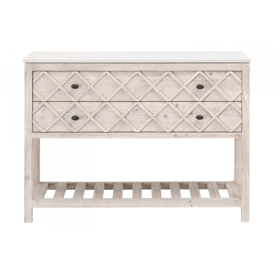 Essentials - Bella Antique Willow Entry Cabinet in White Wash
