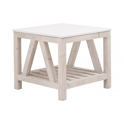 Essentials Bella Antique Spruce End Table - White Wash Pine